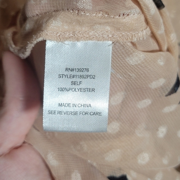 Daniel Rainn medium sheer dusty pink textured polka-dot bird boxy blouse - Picture 7 of 7